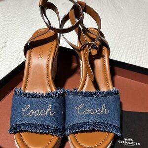 Coach Denim and Leather Sandals